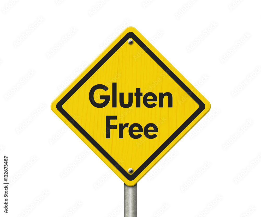 Gluten Free yellow warning highway road sign Gluten Free yellow warning highway road sign