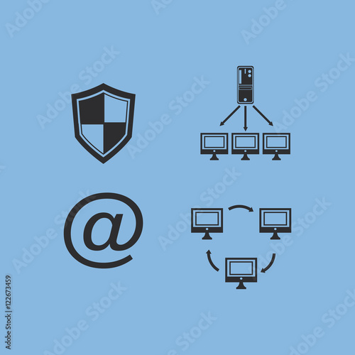 flat design data center related icons image vector illustration