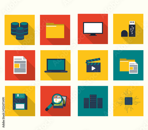 flat design data center related icons image vector illustration