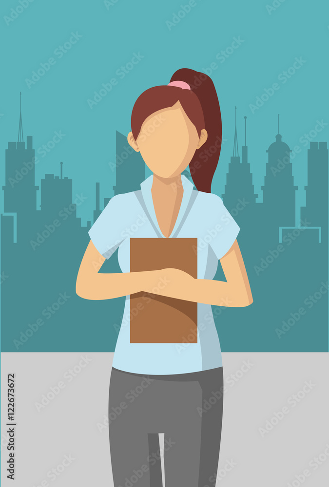 business woman with city in the background image vector illustration business woman with city in the background image vector illustration