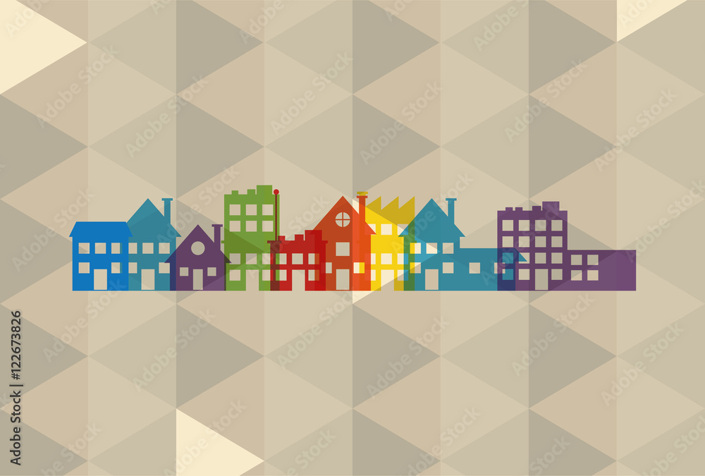 multi color city skyline image vector illustration design 