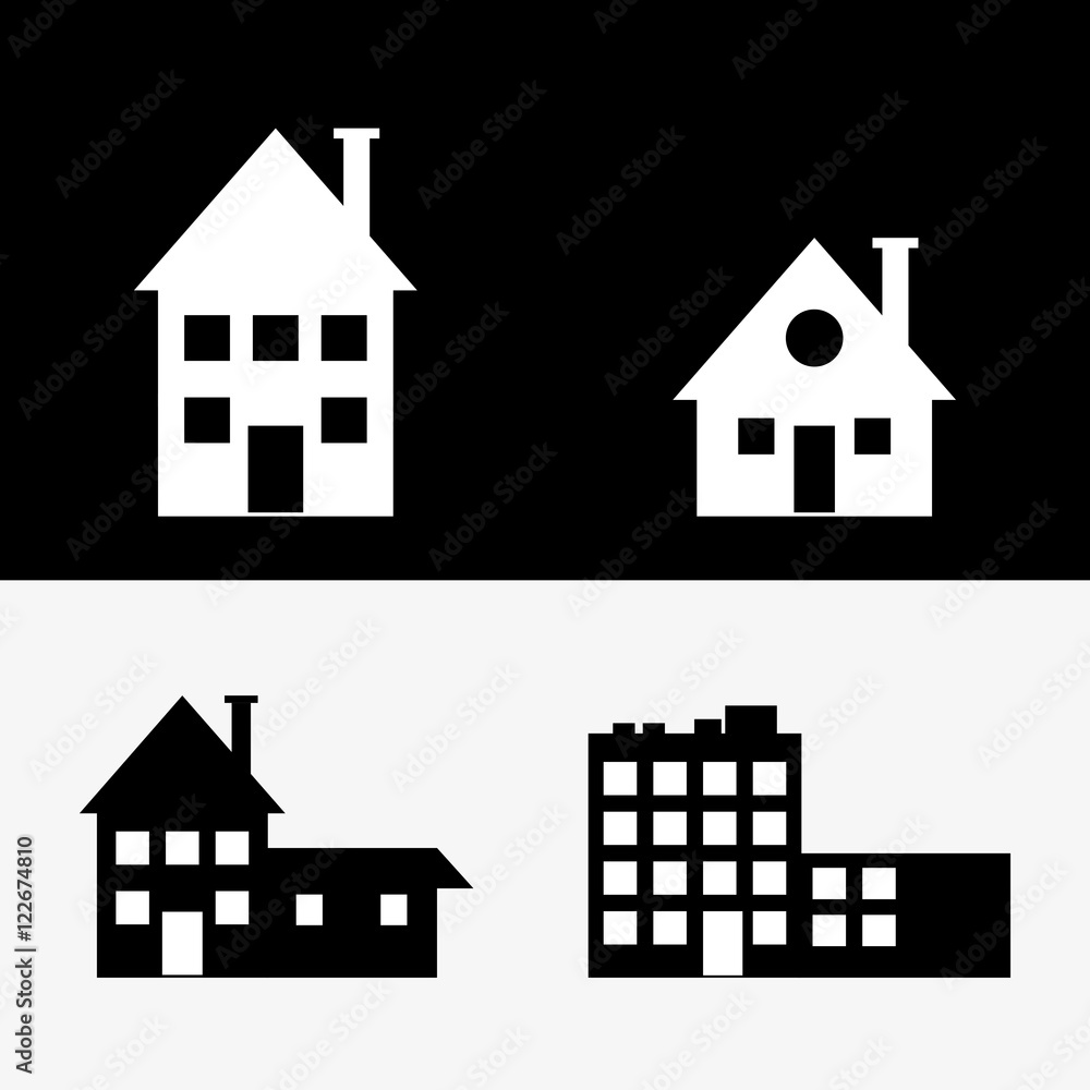 flat design assorted building type icons image vector illustration
