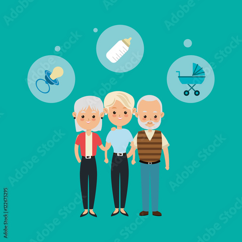 flat design traditional family image vector illustration