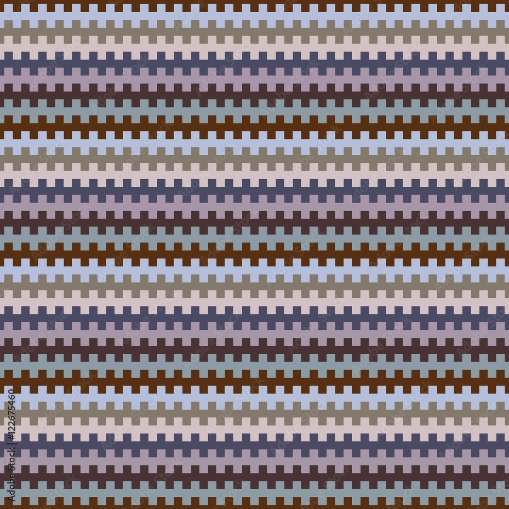 Seamless horizontal striped pattern. Repeated multicolor counter embattled lines background. Heraldry motif. Abstract