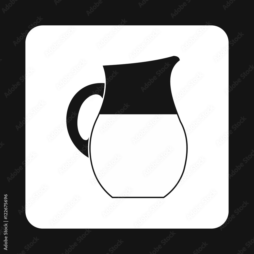 Jug of milk icon in simple style isolated on white background. Dishes symbol