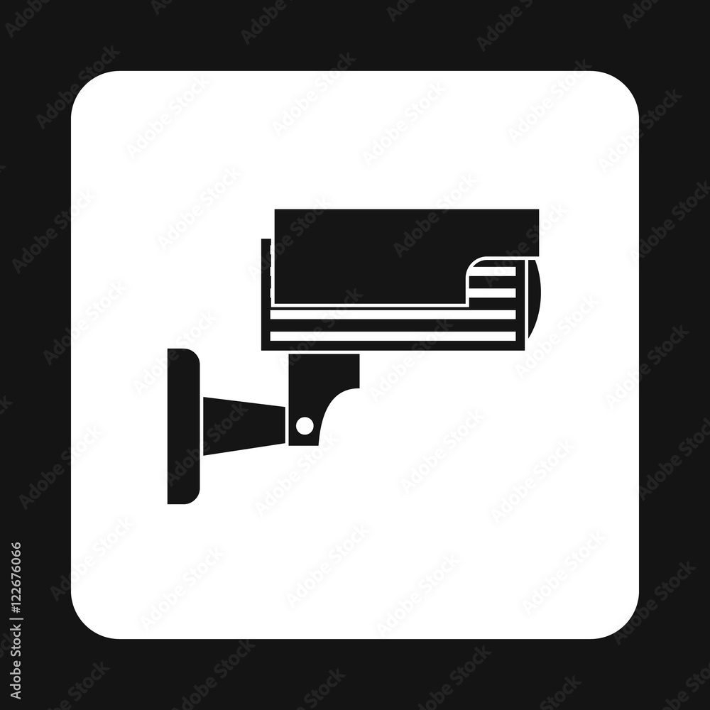 Surveillance camera icon in simple style isolated on white background. Shooting symbol Surveillance camera icon in simple style isolated on white background. Shooting symbol