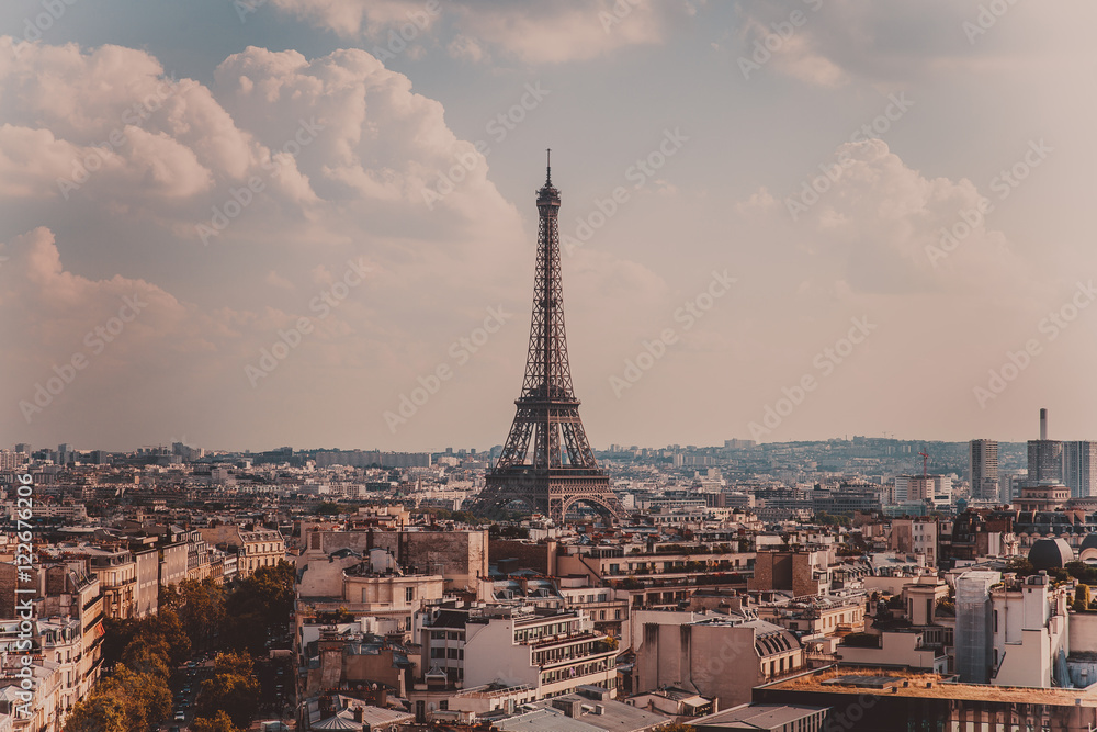 overlooking the street and the Eiffel Tower in Paris from the ar