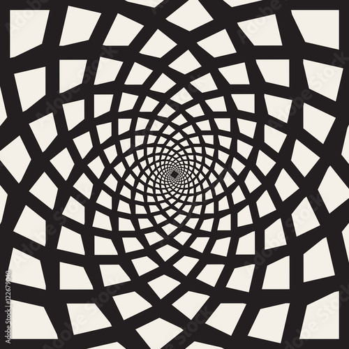 Vector Black and White Spiral Rectangles Swirl Abstract Optical Illusion