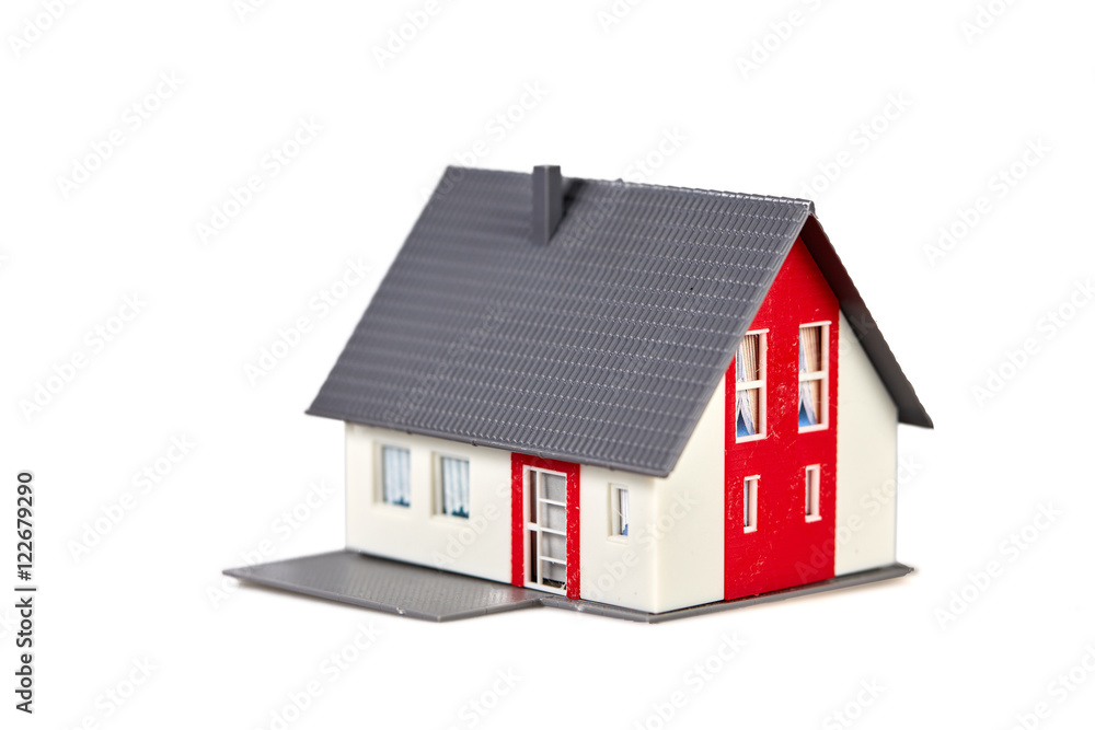 Isolated house symbol  red white grey roof