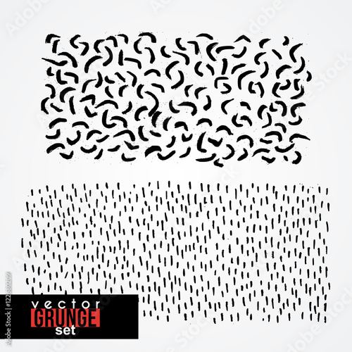 Set of dirty, scratched, painted with paints, inks elements.