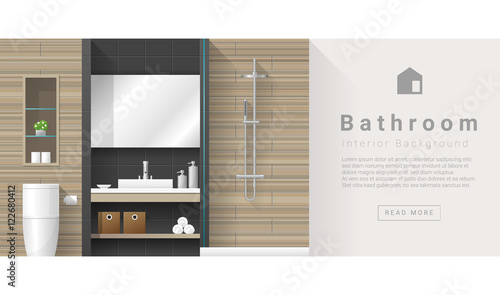 Interior design Modern bathroom background , vector, illustration