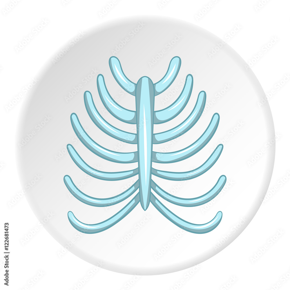 Ribs icon in cartoon style isolated on white circle background. Human bones symbol vector illustration Ribs icon in cartoon style isolated on white circle background. Human bones symbol vector illustration