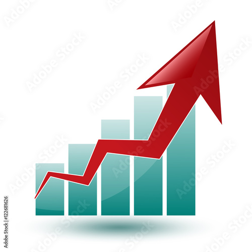 chart and arrow on a white background in progress