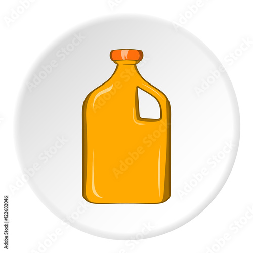 Packaging for engine oil icon in cartoon style isolated on white circle background. Production and packaging symbol vector illustration