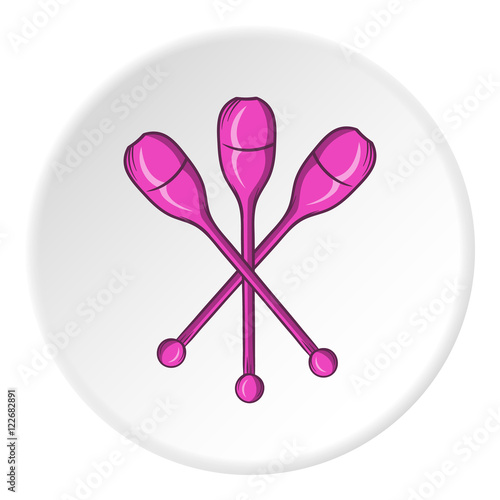 Devil sticks icon in cartoon style isolated on white circle background. Entertainment symbol vector illustration
