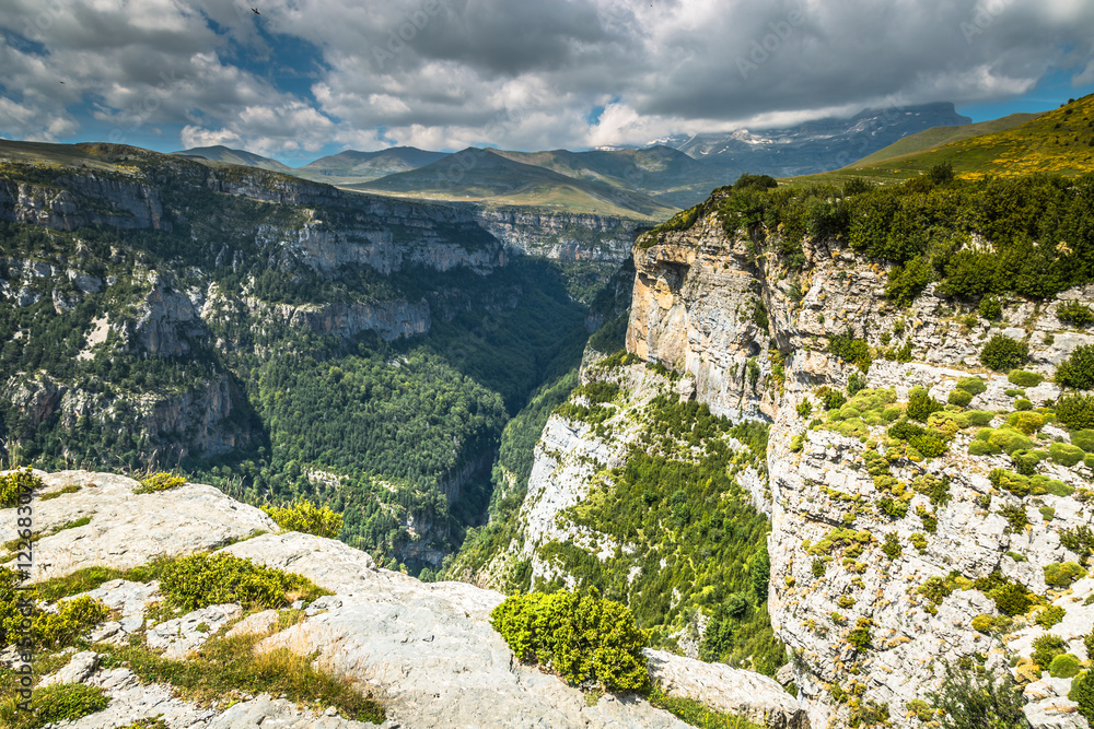 Fototapeta premium Pyrenees Mountains landscape - Anisclo Canyon in summer. Huesca,