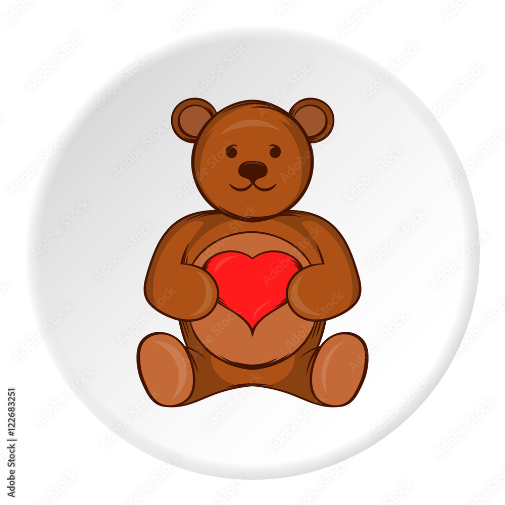 Toy bear icon in cartoon style isolated on white circle background. Childrens toy symbol vector illustration Toy bear icon in cartoon style isolated on white circle background. Childrens toy symbol vector illustration