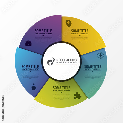 Circle template with 5 steps. Infographic design concept. Vector