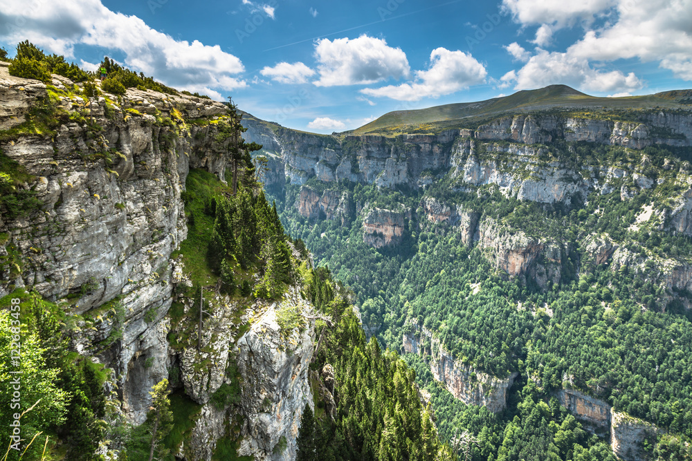 Fototapeta premium Pyrenees Mountains landscape - Anisclo Canyon in summer. Huesca,
