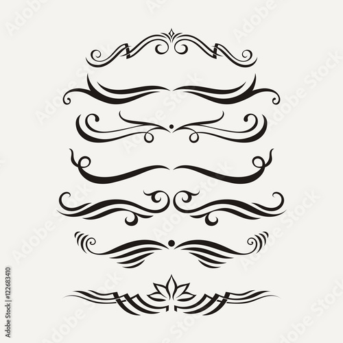 Vector set of elegant curls and swirls. Elements for design.
