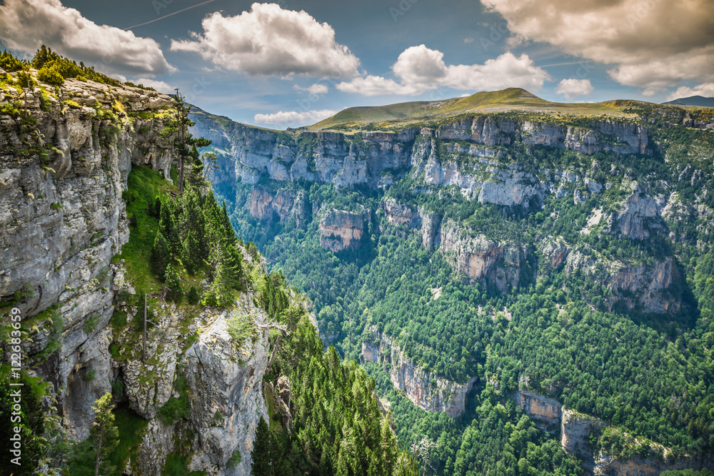 Pyrenees Mountains landscape - Anisclo Canyon in summer. Huesca,