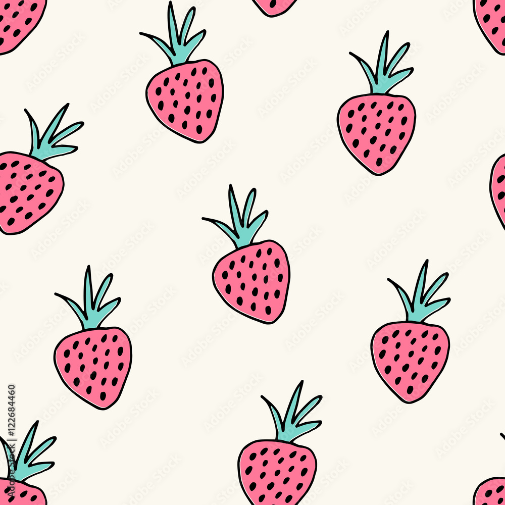 Seamless pattern with hand drawn strawberries.
Seamless pattern with hand drawn strawberries.