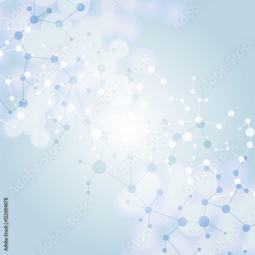 Structure molecule and communication Dna, atom, neurons. Science concept for your design. Connected lines with dots. Medical, technology, chemistry, science background. Vector illustration.