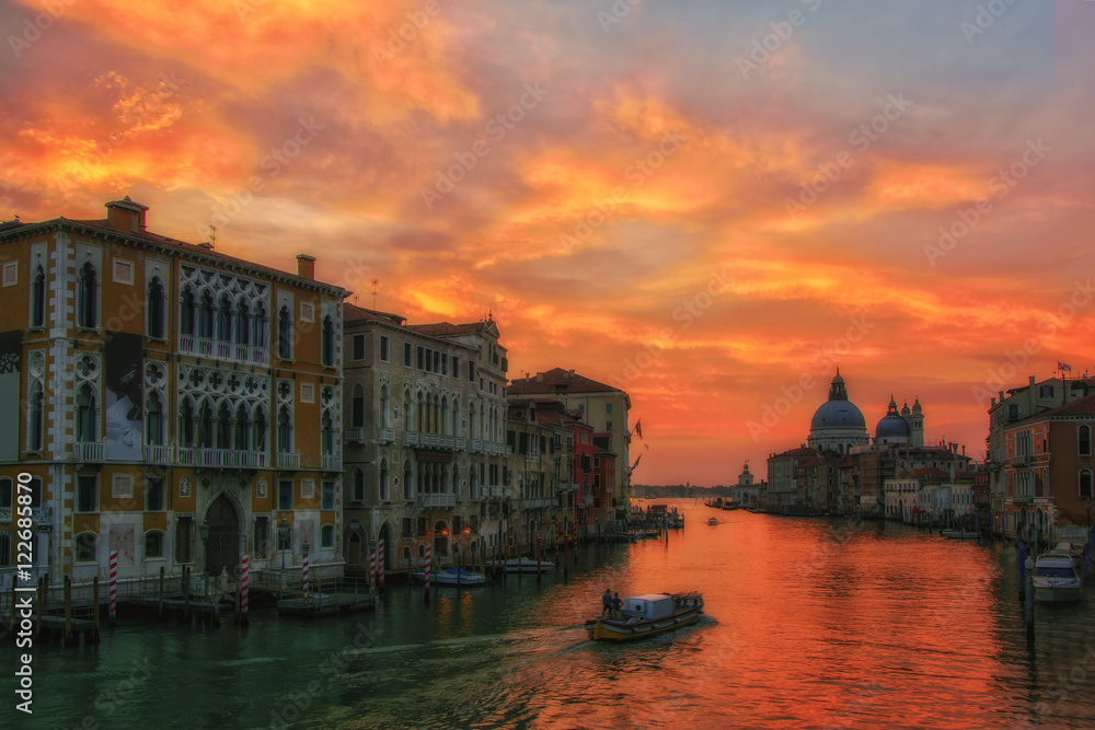 Grand canal at sunrise, Venice, Italy