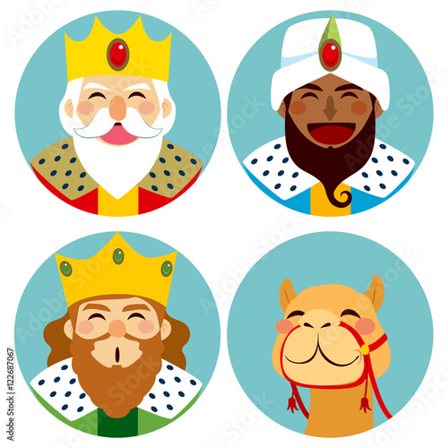 Collection of three wise men avatar expression and funny camel