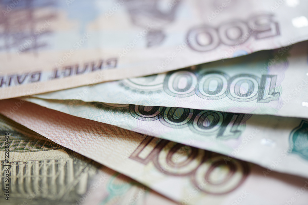 Russian banknotes closeup Russian banknotes closeup