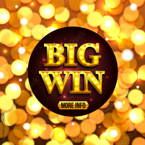 Big win background for online casino, gambling club, poker, billboard. Vector eps 10 format.