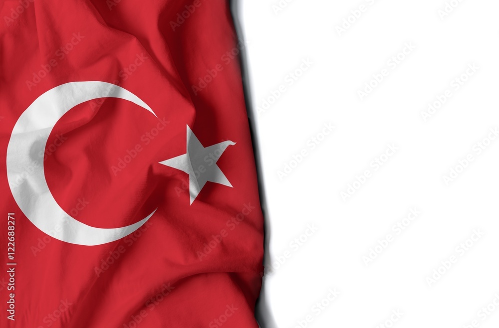 turkey wrinkled flag, space for text