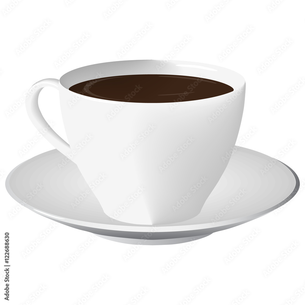 white porcelain tea coffee cup full of coffee realistic isolated vector illustration white porcelain tea coffee cup full of coffee realistic isolated vector illustration