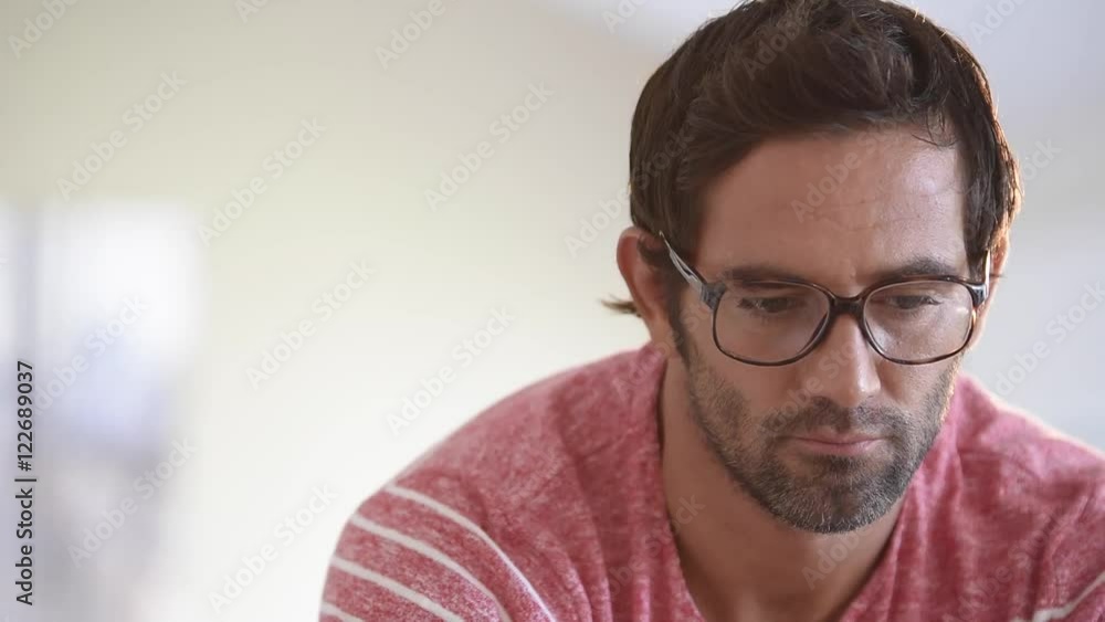 Portrait of 30-year-old man with eyeglasses on Portrait of 30-year-old man with eyeglasses on