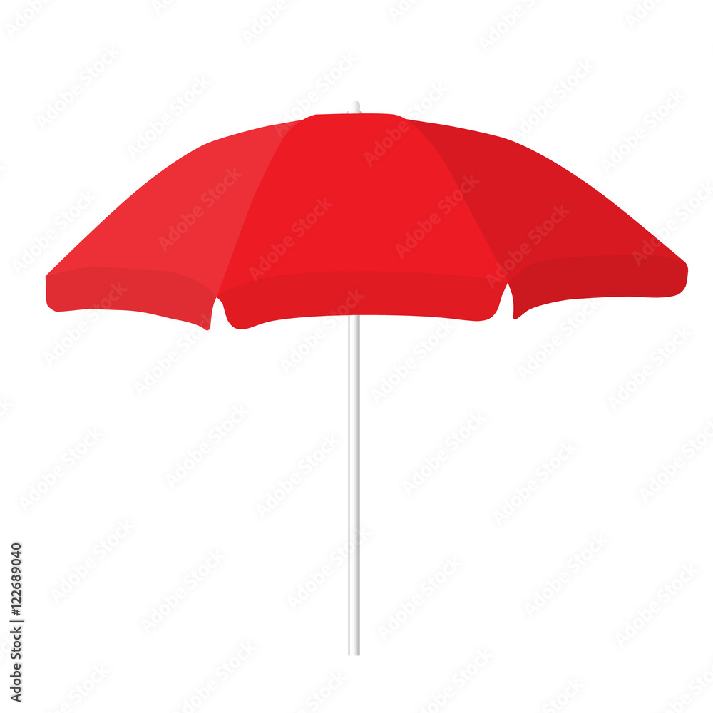 big red beach opened umbrella isolated vector illustration
