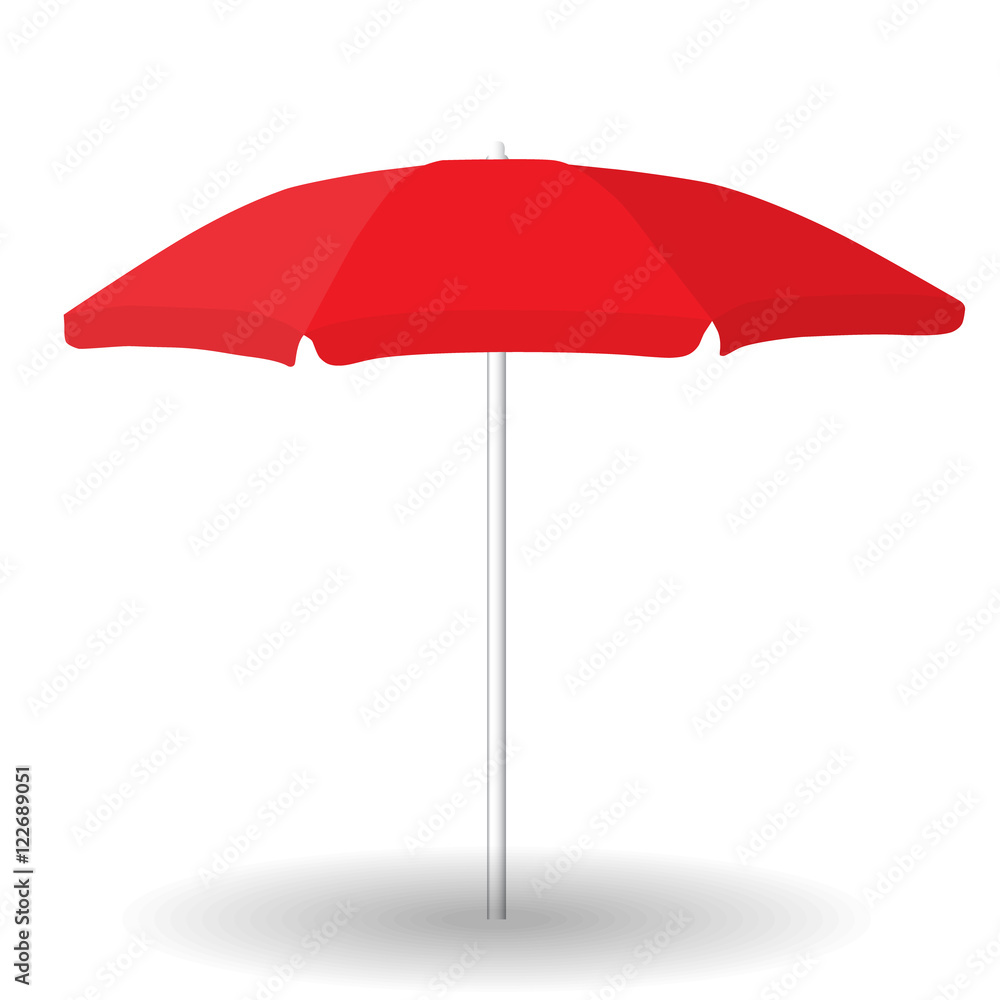 big red beach opened giving shadow umbrella isolated vector illustration