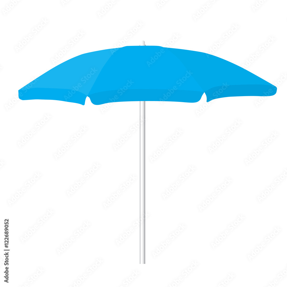 big blue beach opened umbrella isolated vector illustration