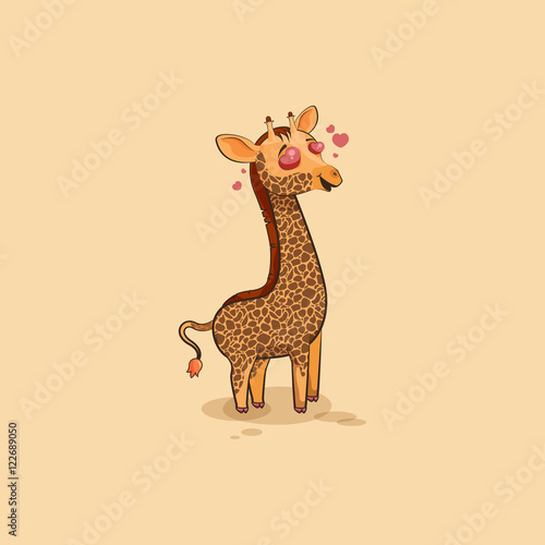 Emoji character cartoon Giraffe in love