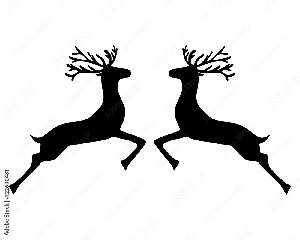 Two reindeer jumping together Two reindeer jumping together