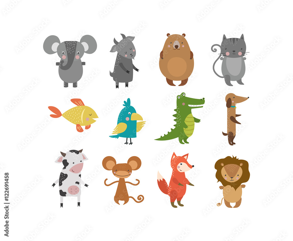 Fototapeta premium Cute animals vector character