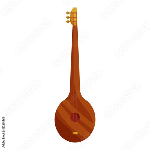 Saz turkish music instrument icon in cartoon style isolated on white background vector illustration