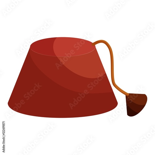 Turkish hat, fez icon in cartoon style isolated on white background vector illustration