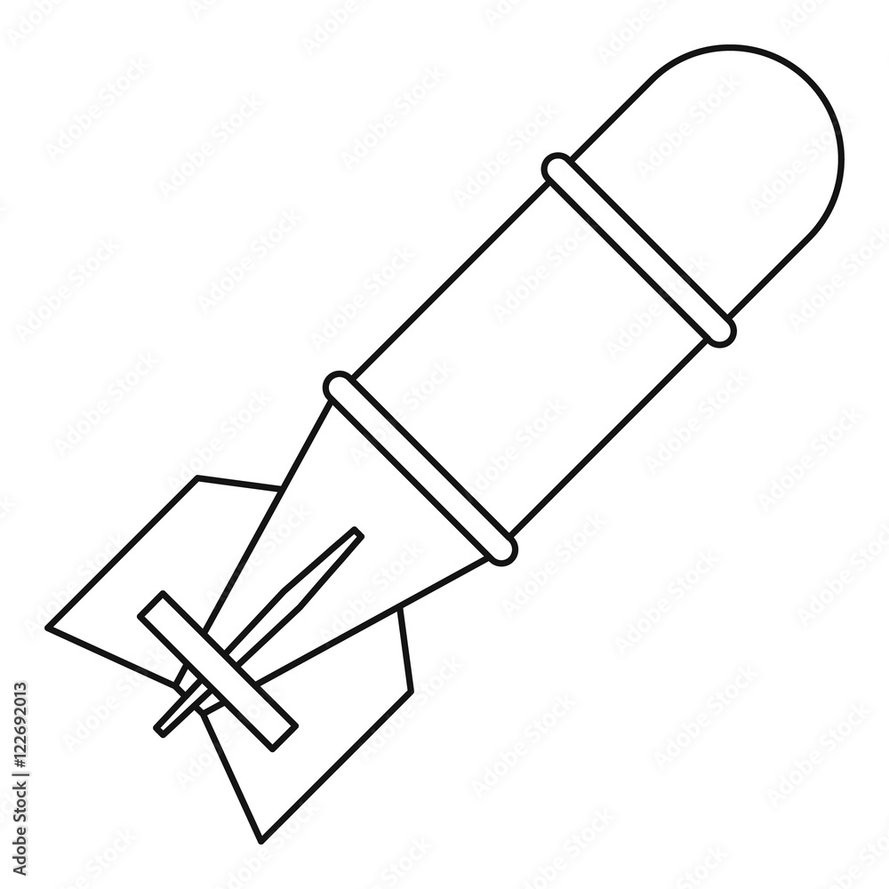 Bomb icon in outline style isolated on white background vector illustration Bomb icon in outline style isolated on white background vector illustration