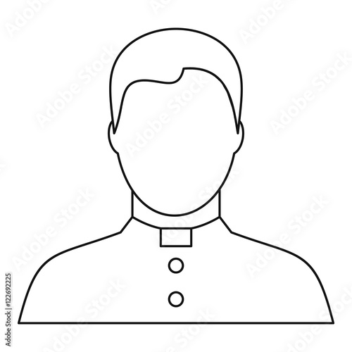 Catholic priest icon in outline style on a white background vector illustration