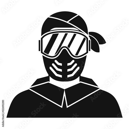 Paintball player wearing protective mask icon in simple style on a white background vector illustration photo