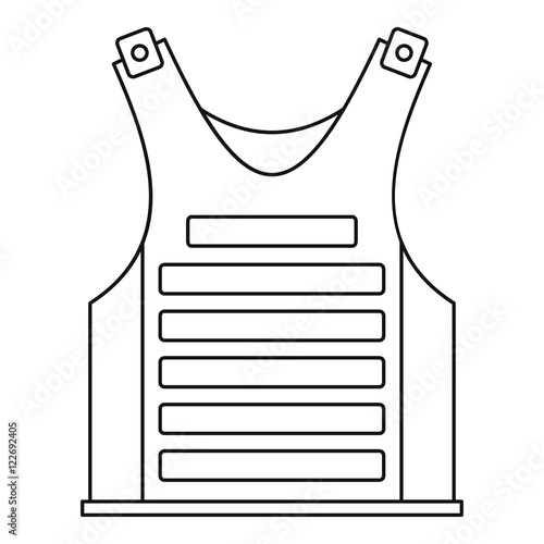 Military vest icon in outline style on a white background vector illustration