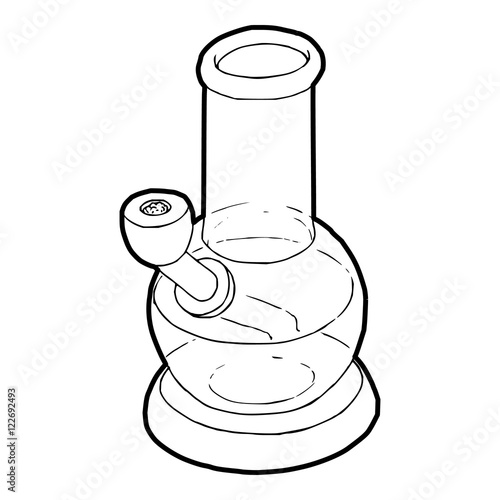 Bong for smoking icon in outline style on a white background vector illustration