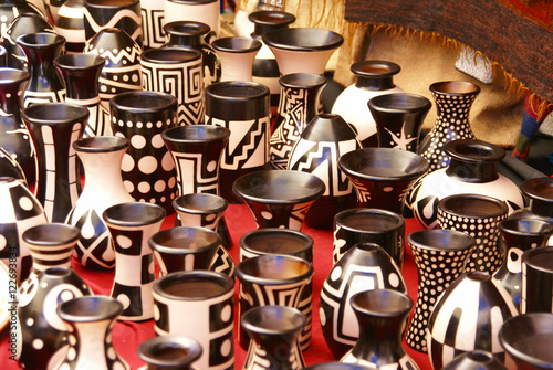 Black and white pottery cups photo