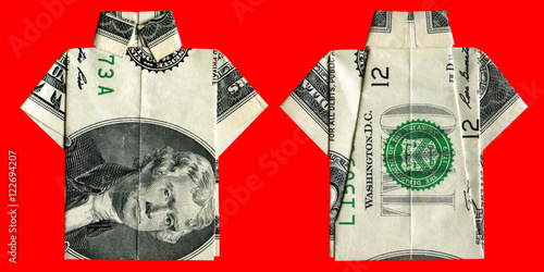 Origami two dollars bill shirt