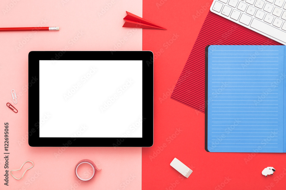 Young student Workspace with school supplies. Office desk Young student Workspace with school supplies. Office desk